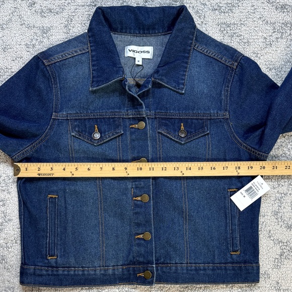 Vigoss Dark Blue Denim Jacket‎ Women’s Size Medium Front Flap Pockets - Picture 6 of 15